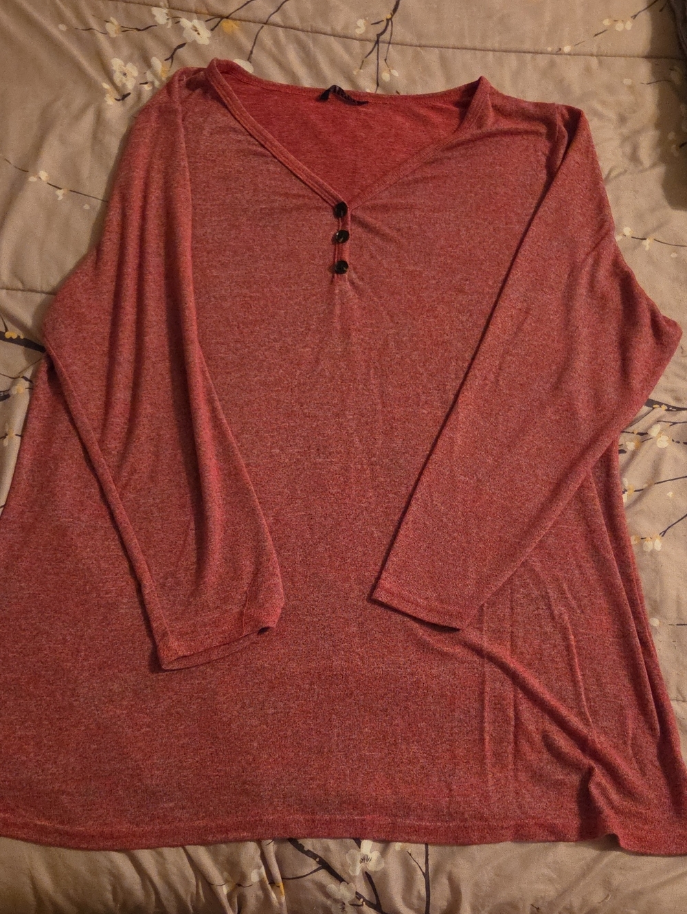 BloomChic Dusty Rose Long Sleeve Henley Top